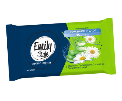С0006948 Emily Style  Универсальные салфетки экстракт ромашки и алоэ/подходят для интимной гигиены 1