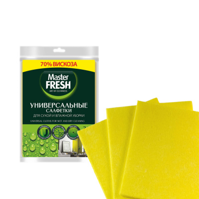 С0006010 Master FRESH Универсальные салфетки для уборки (вискоза повышенной плотности 30*38 см),  3