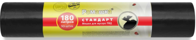 ВР-0086Б Мешки для мусора 180л (90*110) (27мкм) (черный) (10 шт/рул) (Z-сложение)