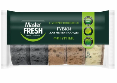 С0008600 Master FRESH Губки для мытья посуды фигурные (овал) 5 шт